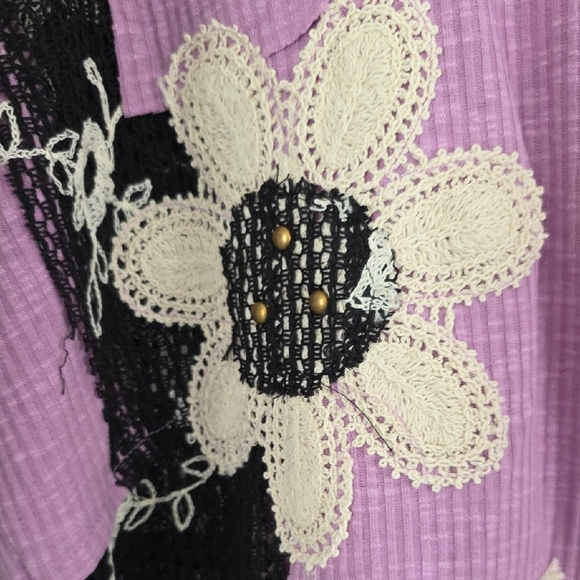 NWT POL Oversized Small Lavender And Black Patchwork Hoodie - Picture 5 of 11